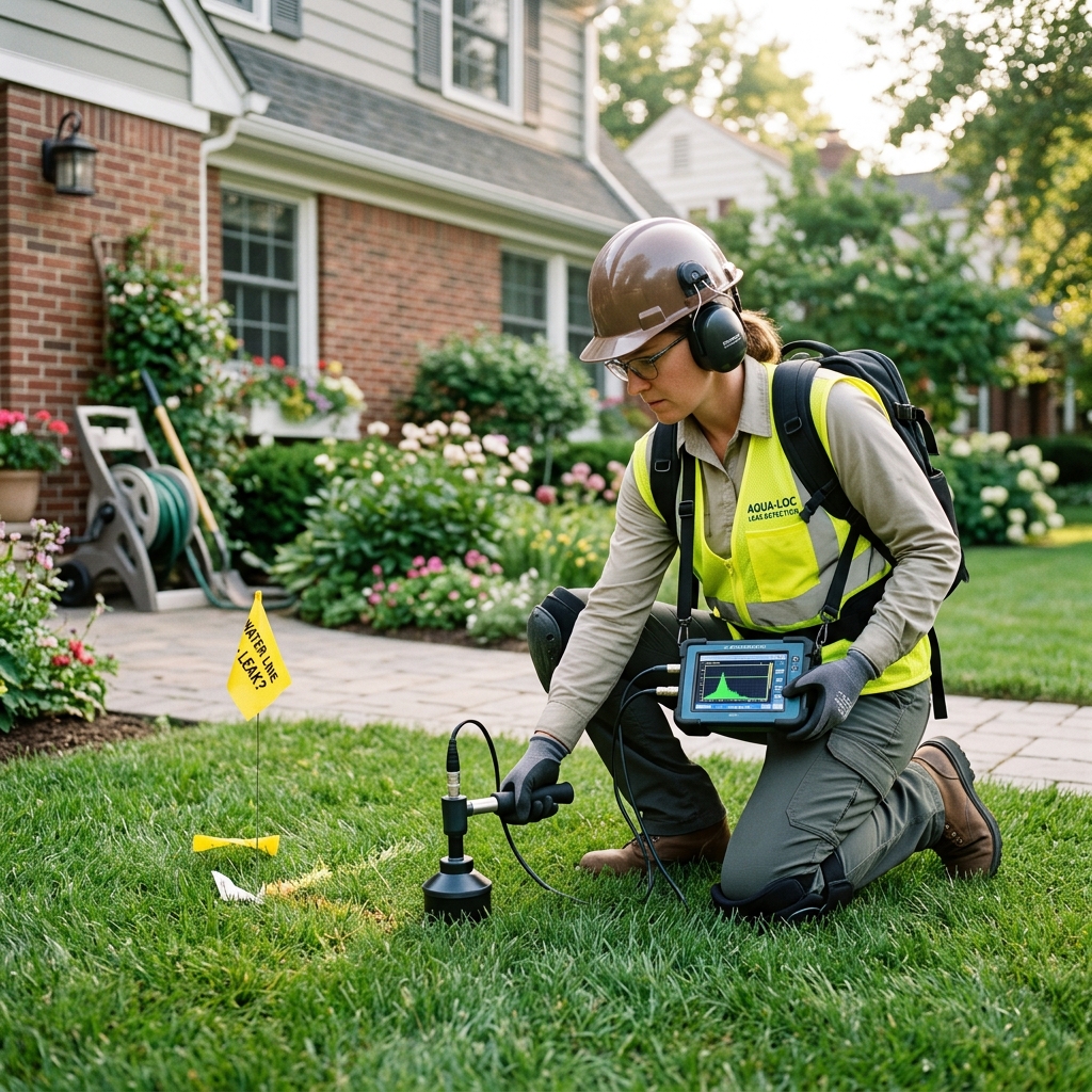Technician using non-destructive acoustic moisture detection scanner inside a Fort Myers FL residential property